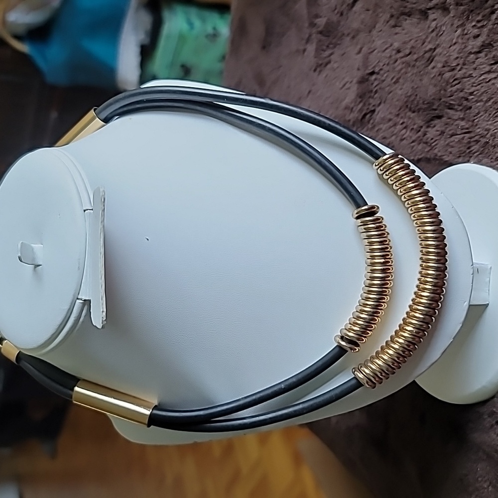 Goldtone and Rubber Necklace